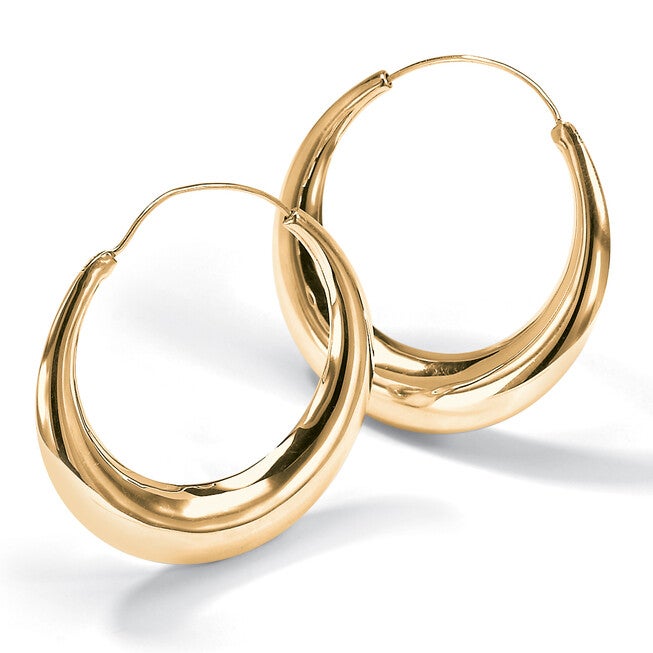 18k Yellow Gold-plated Sterling Silver Puffed Hoop Earrings 1 7/8 inches, Yellow / Yellow, alternate image number null