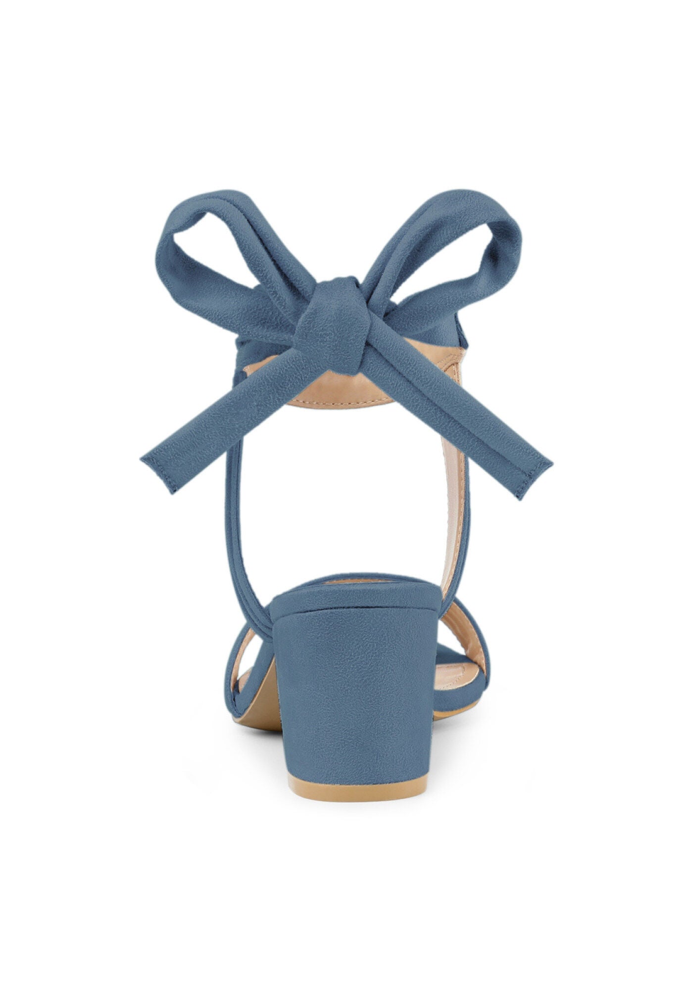 Open Toe Ankle Tie Back Block Heels Sandals, Haze Blue / Dusty Blue, alternate image number 2
