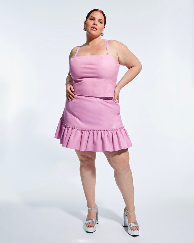 Clementine Recycled Leather Top, Paris Pink / Pink, alternate image number null