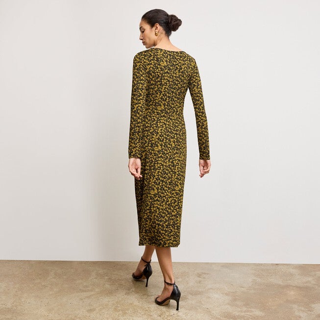 Rani Slinky Dress - Printed Jersey, Bloom Print / Yellow, alternate image number 1