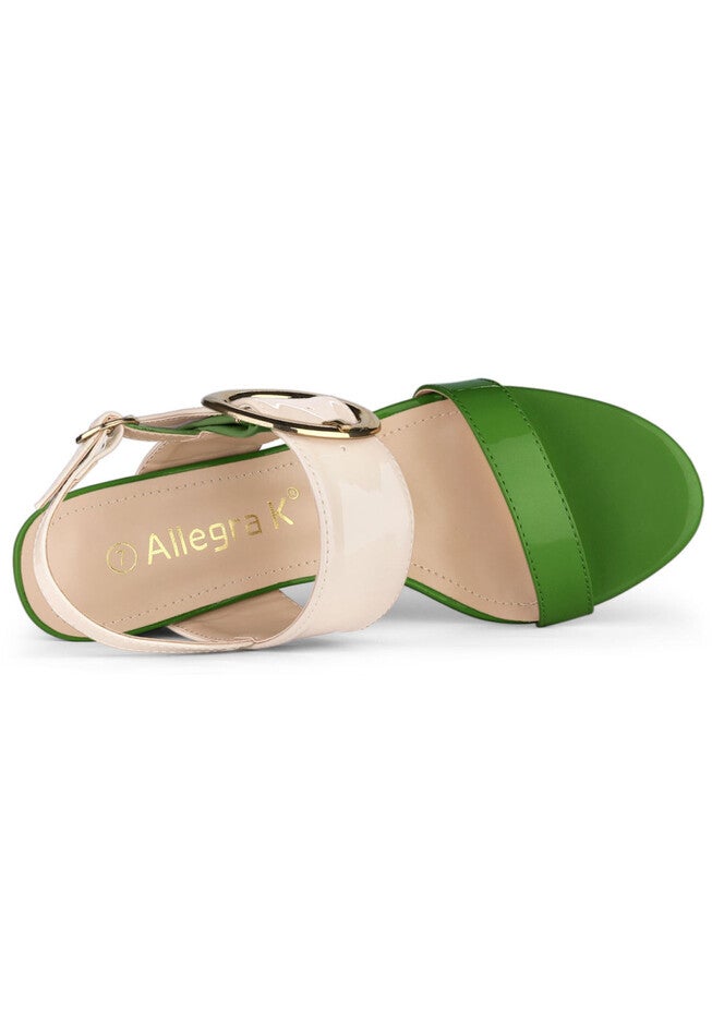Slingback Block High Heel Sandals, Green Beige / Olive Green, alternate image number 3