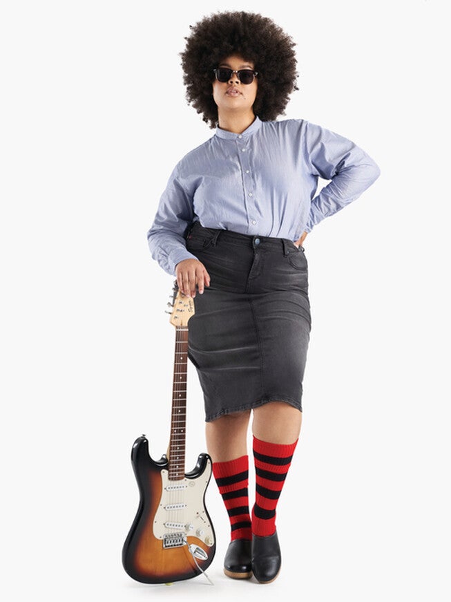 Denim Skirt, ADRIANNA / Black, hi-res image number 0