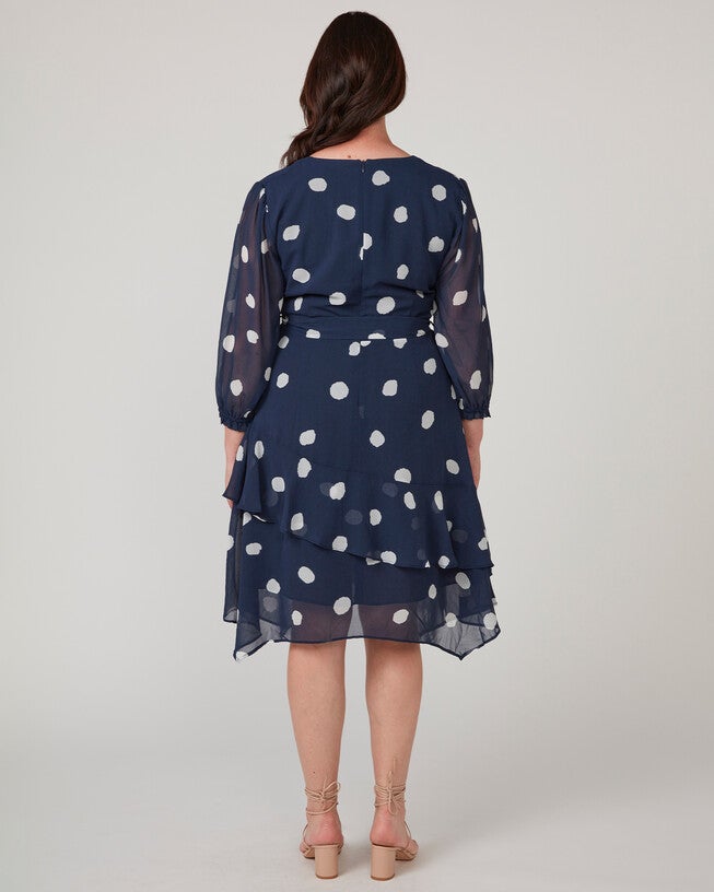 Begin Again Asymm 3/4 Dress, NavyMilk / Navy, alternate image number null
