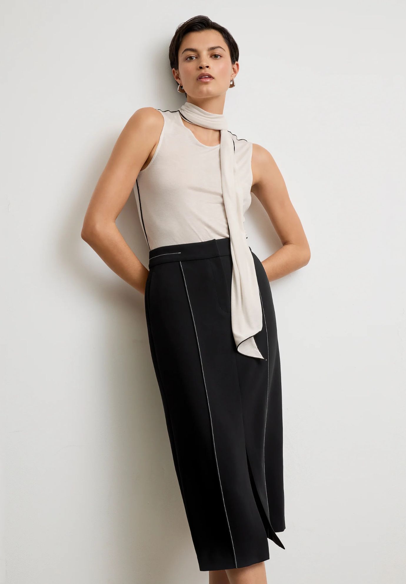 Felicity Scarf Tank - Cloud Jersey, Ivory / Ivory, alternate image number 1