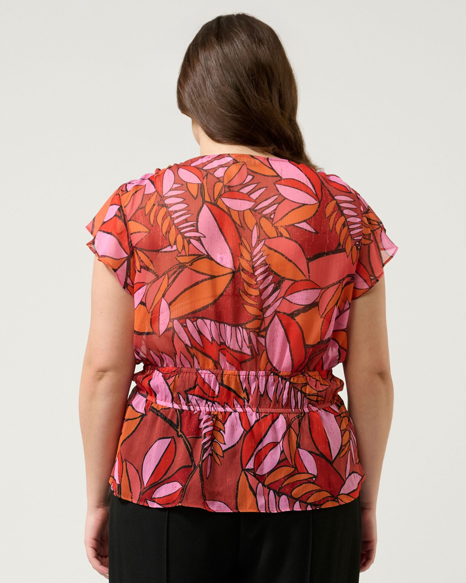 Aster Sheer Ruched Top, Print / Purple, alternate image number 5