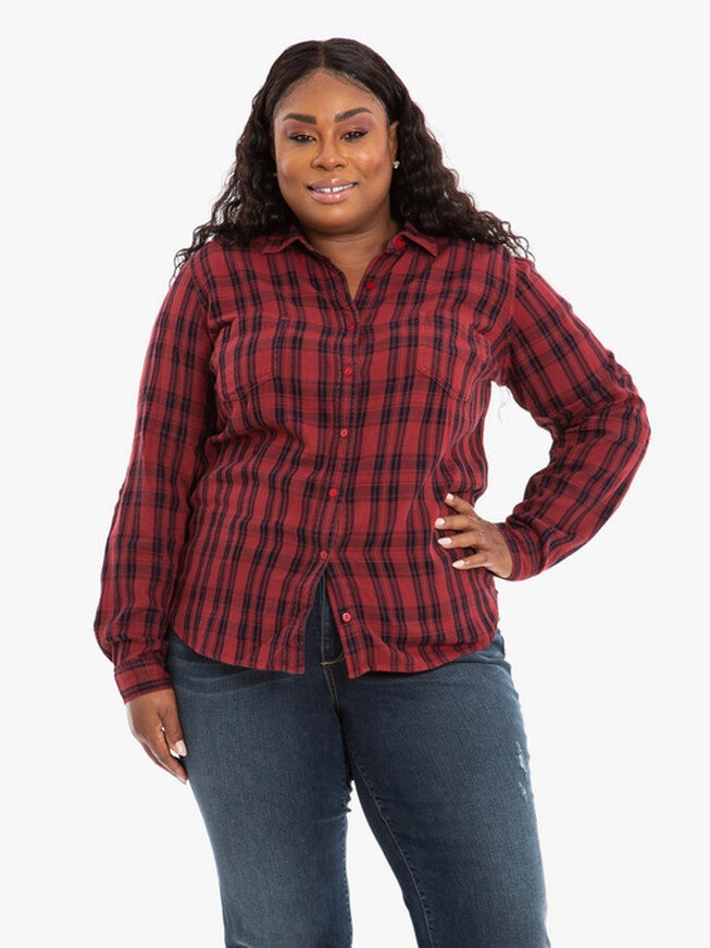 Plaid Western Shirt, BURGUNDY / Burgundy, alternate image number 4