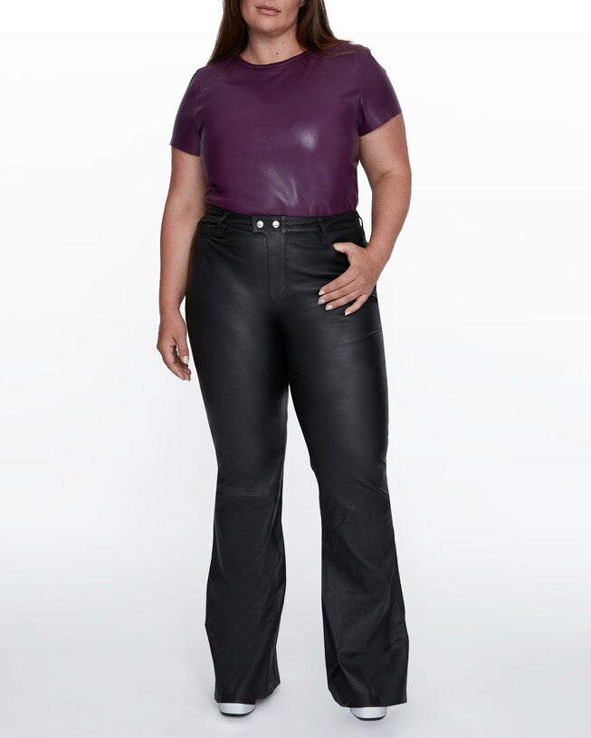 Robbie Stretch Leather Flares, Black / Black, alternate image number null