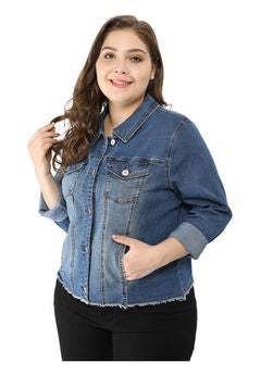 Plus Size Blue Denim Jacket