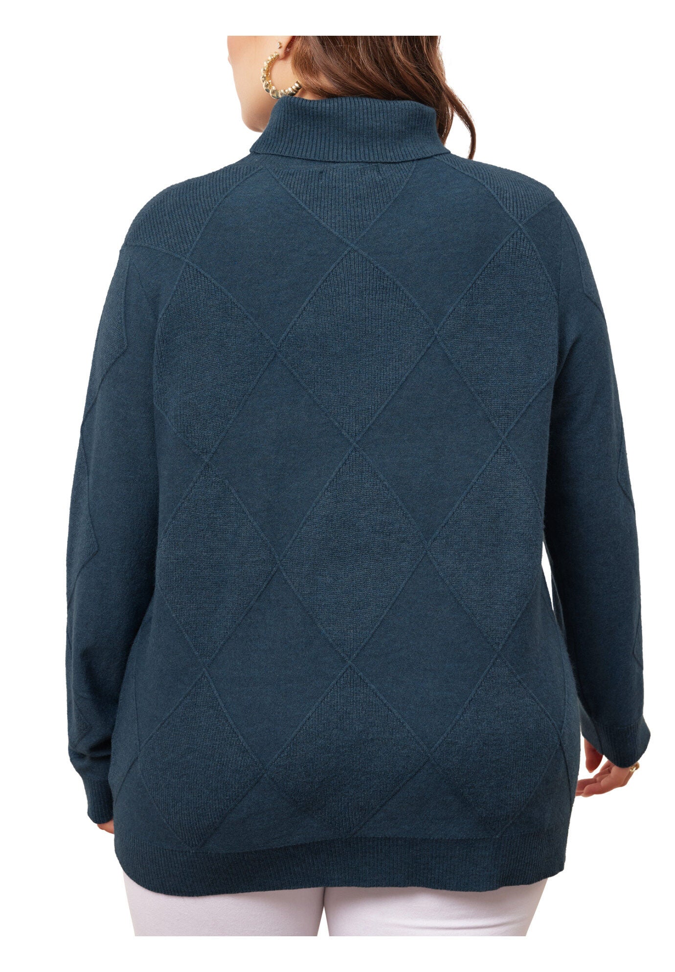 Lightweight Long Sleeve Turtleneck Pullover Sweater, Blue / Navy, alternate image number 3