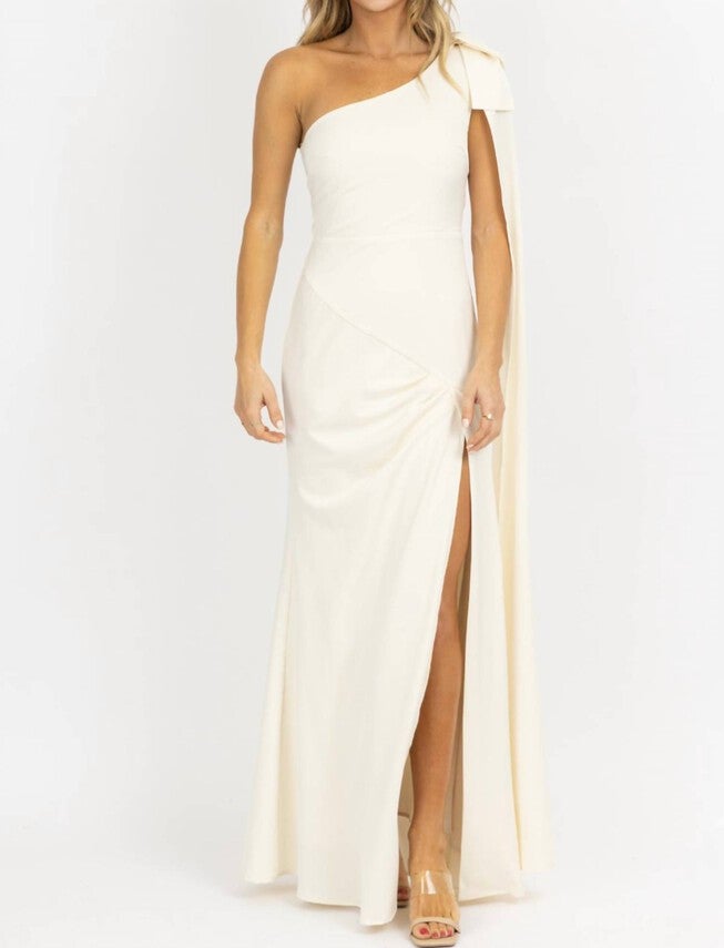 ONE SHOULDER AND SASH SATIN MAXI DRESS IN IVORY, , alternate image number null