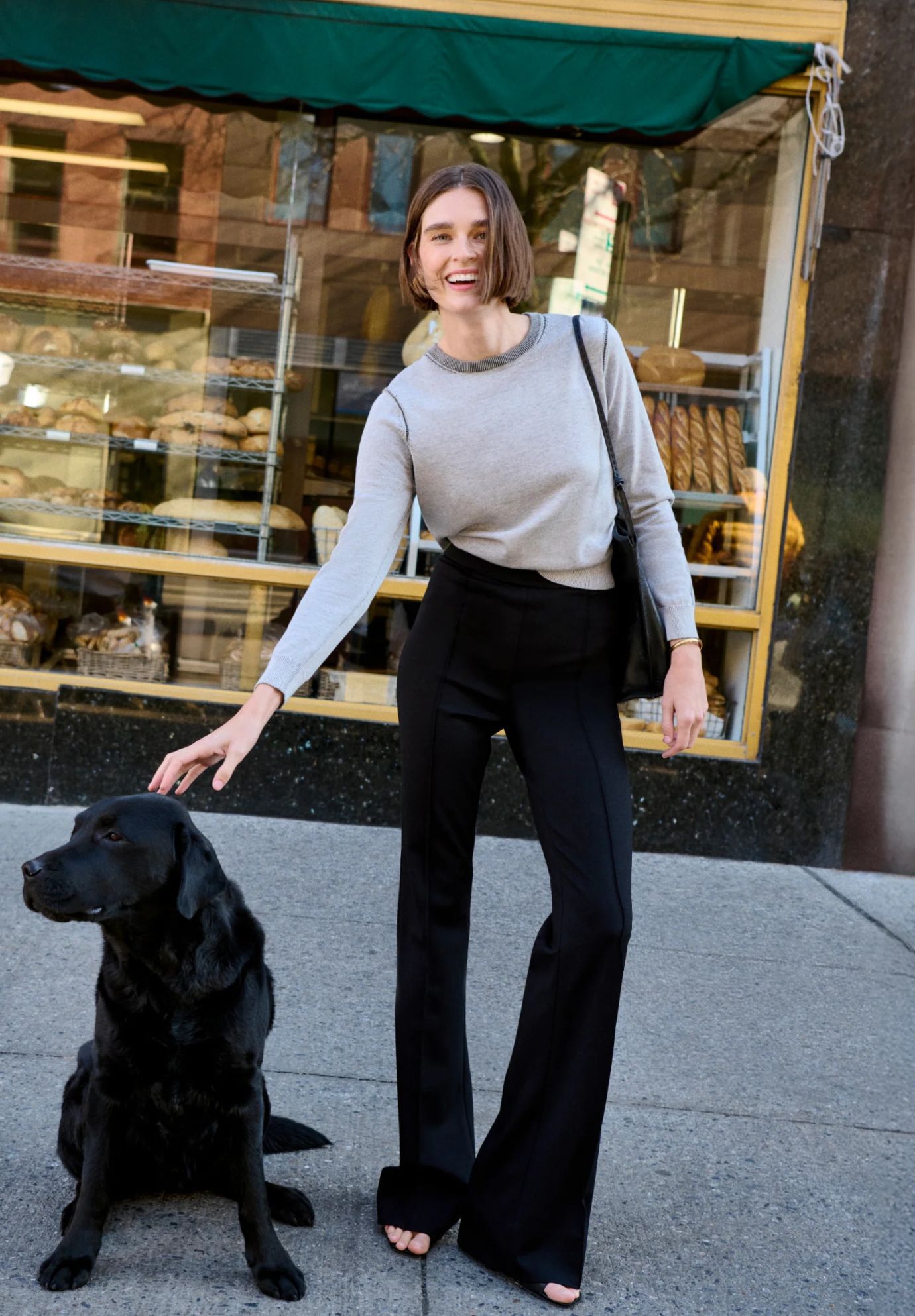 Hart Flare Trouser - Butter Ponte, Black / Black, alternate image number 6