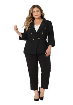 BUTTON 3/4 SLEEVE BUSINESS SUIT BLAZER