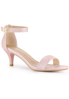 Open Toe Kitten Heeled Ankle Strap Sandals