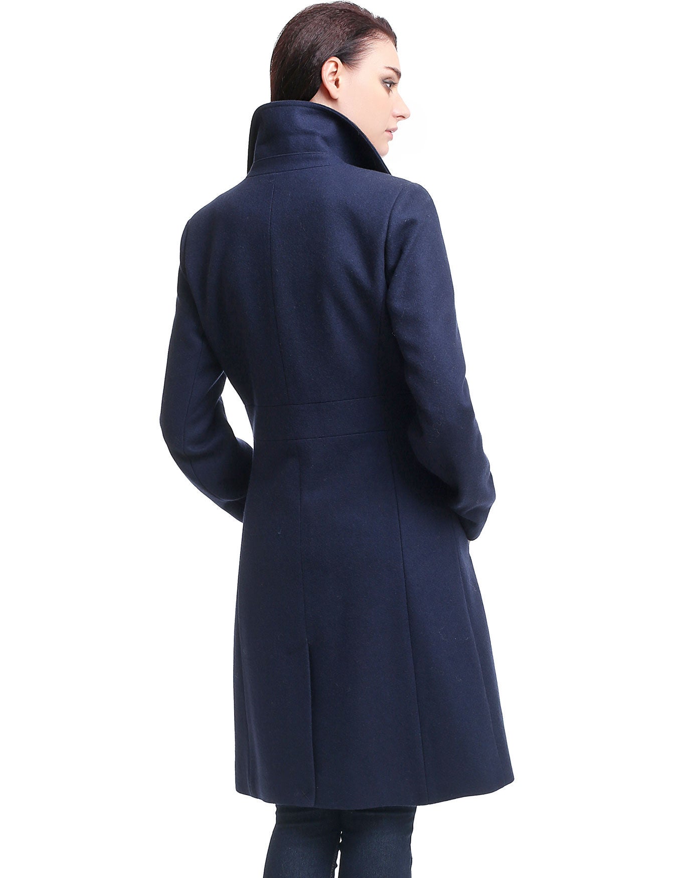 BGSD Women Heather Wool Blend Walking Coat, Navy / blue, alternate image number 1