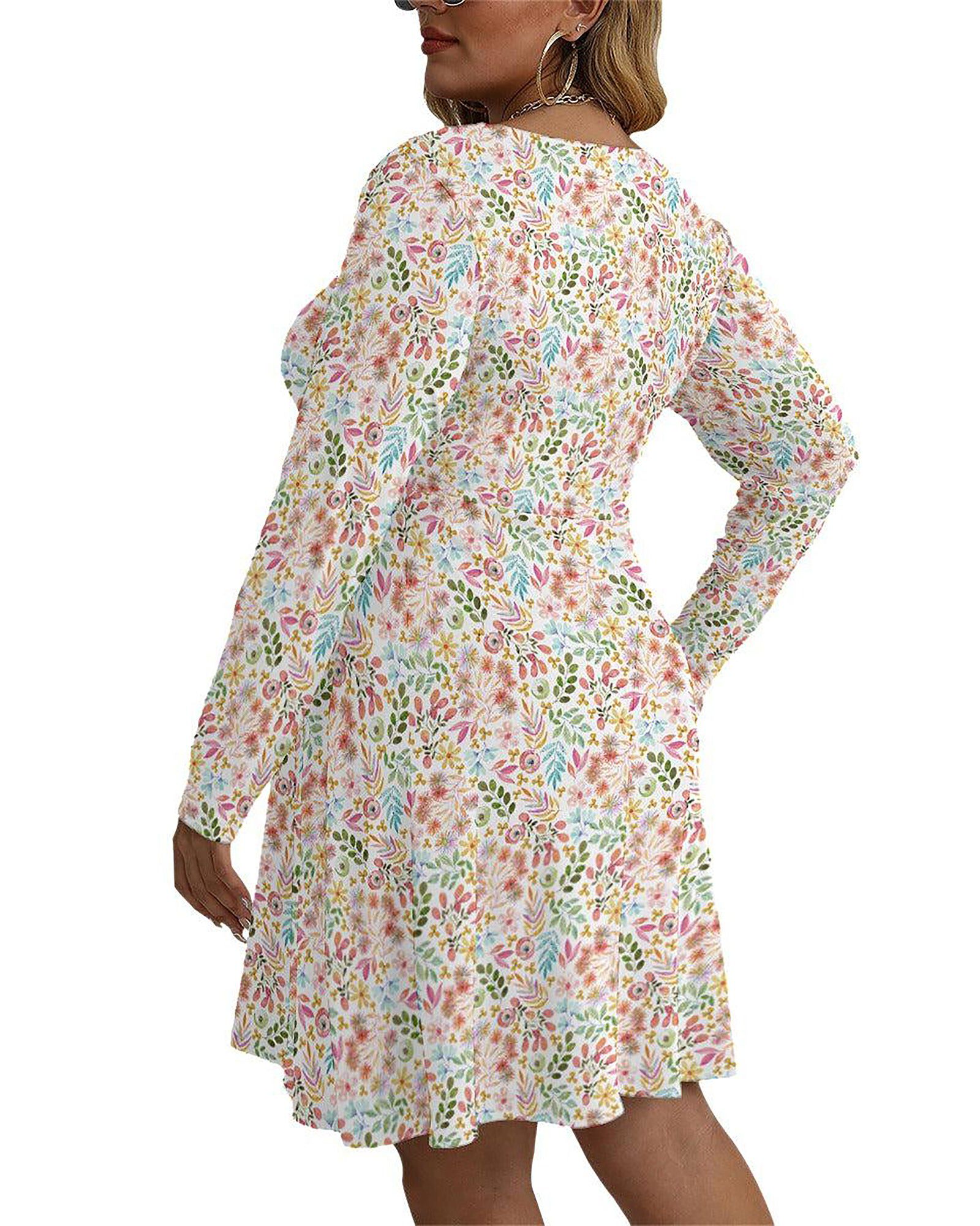 Garden Gala Floral V-neck Long Sleeve Dress, , alternate image number 5