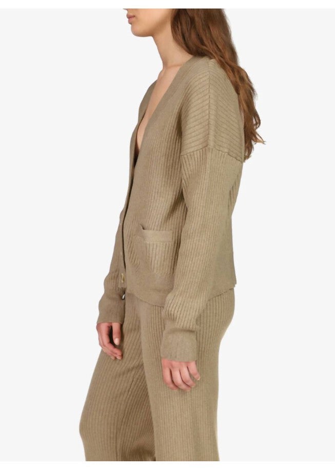 RIBBED CARDI IN HEATHER TRUFFLE, , alternate image number null