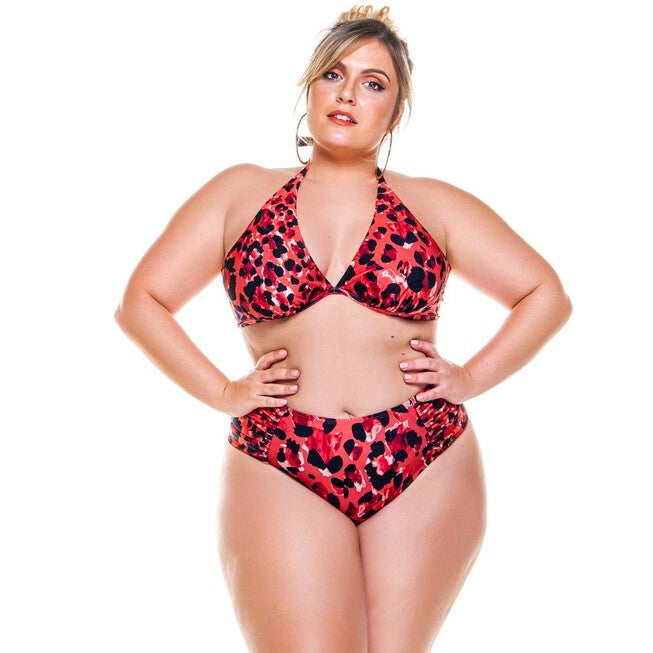 Draped Side Bikini Bottom In Savana Print, Savanna / Red, hi-res image number null