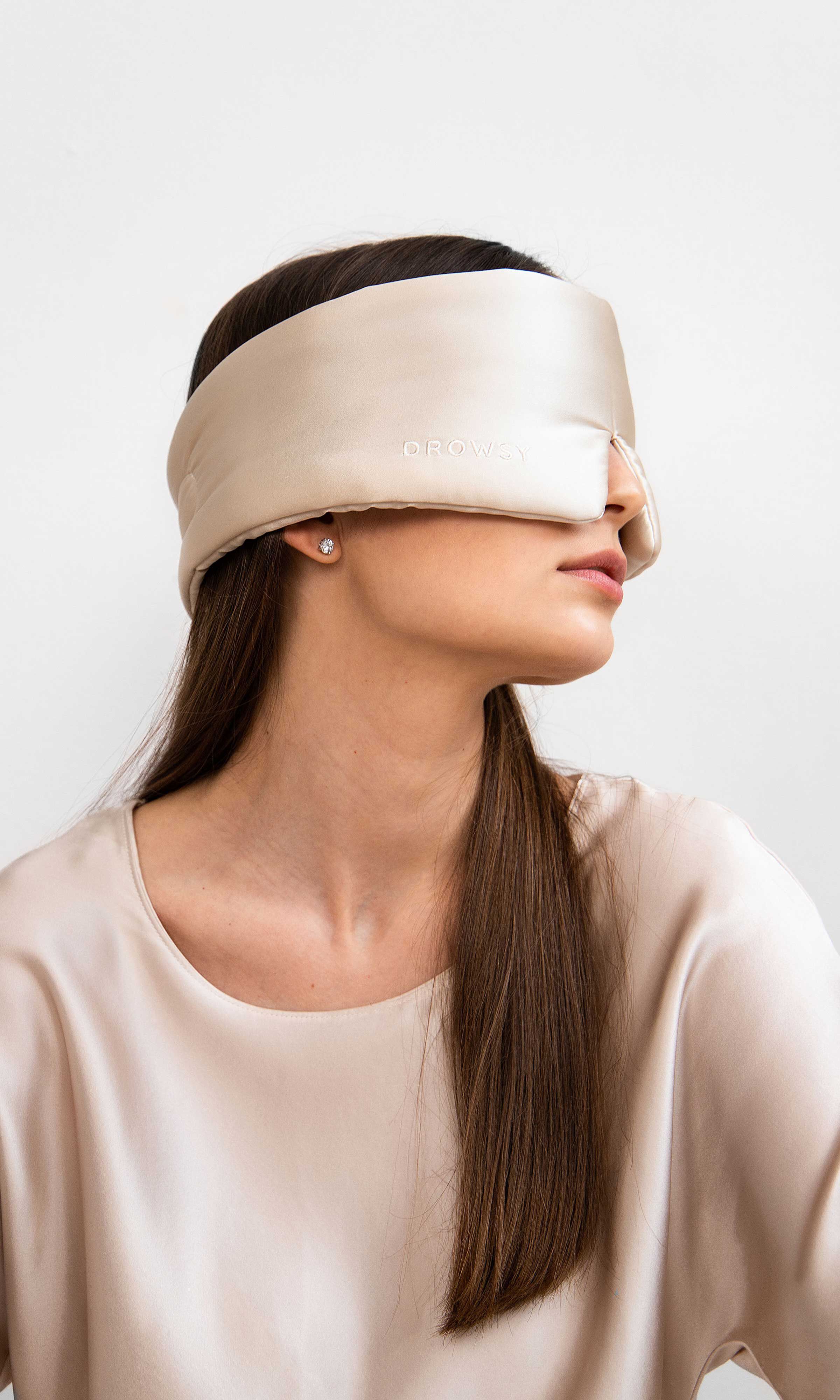 Silk Sleep Mask, Dusty Gold / Gold, alternate image number 1