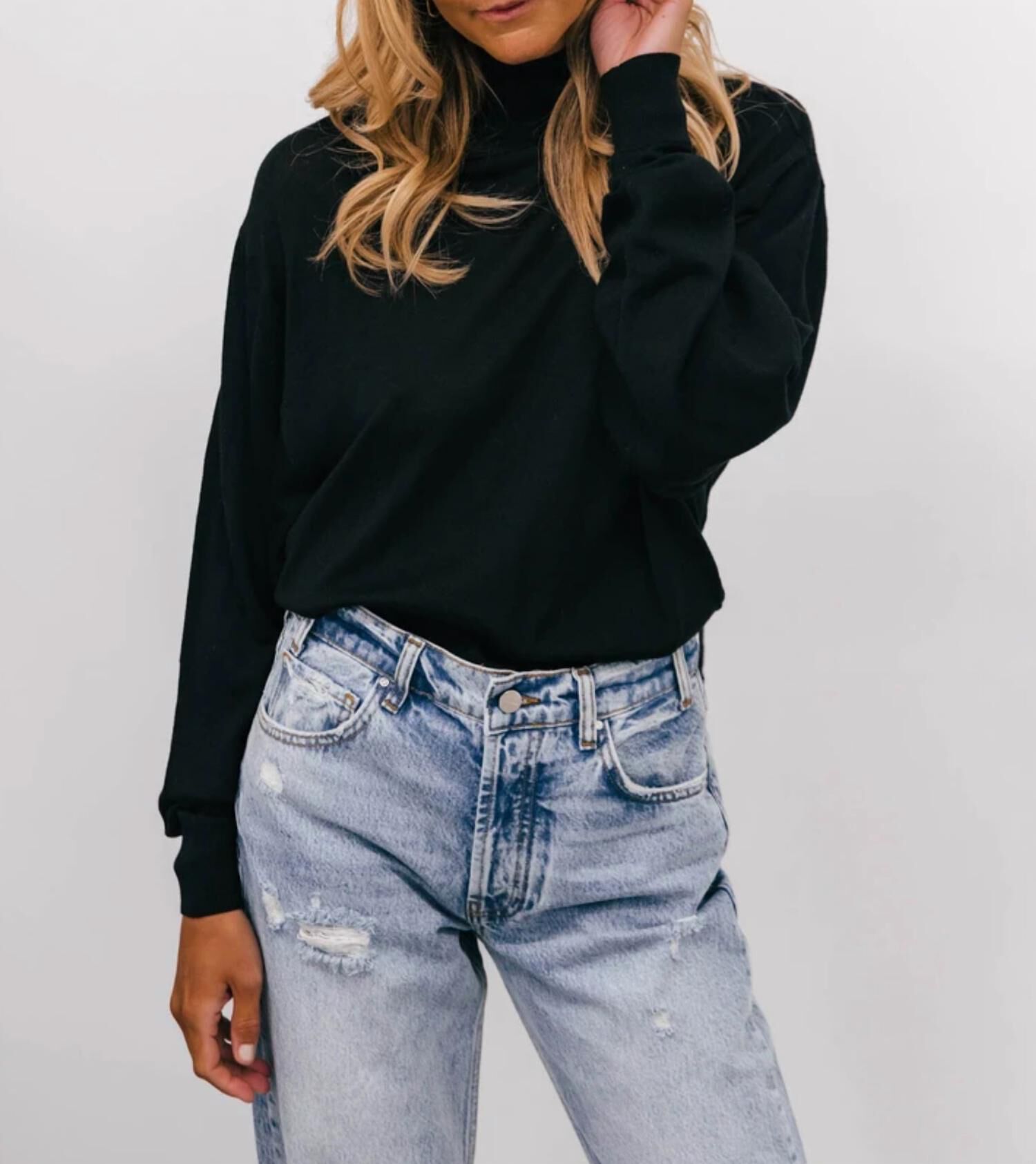 ROMEA SWEATER IN BLACK, Black / Black, alternate image number 2