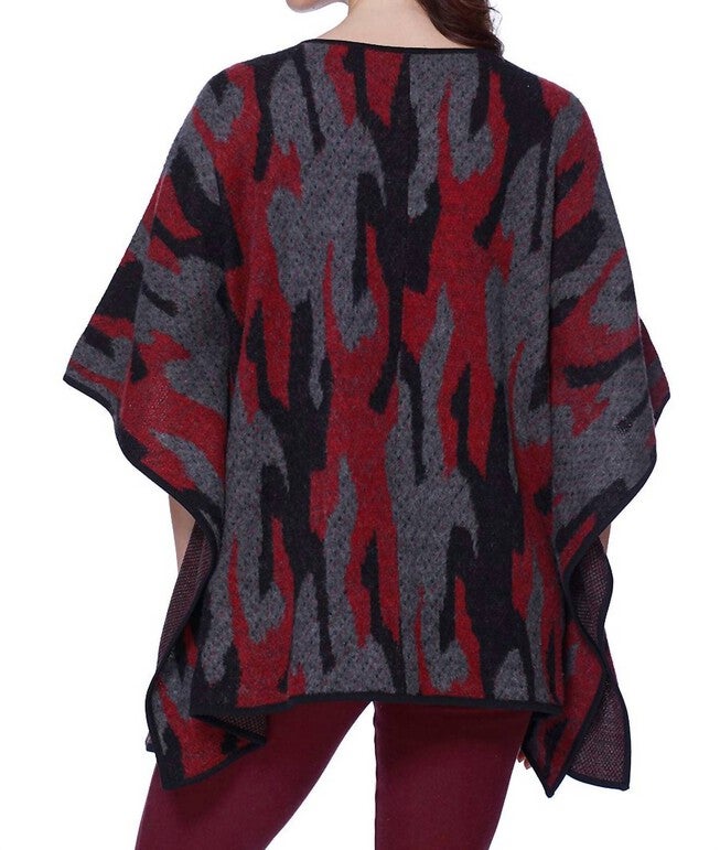 RYDER LACE UP PONCHO IN WINE, , alternate image number null