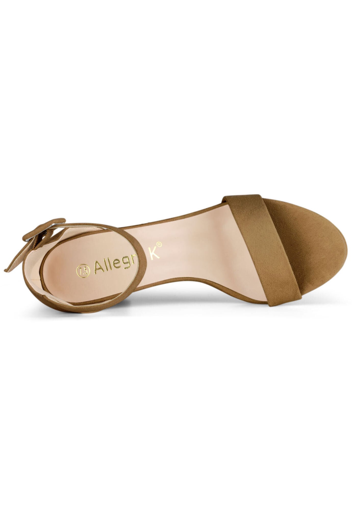 Open Toe Ankle Buckle Strap Block High Heel Sandals, Brown / Brown, alternate image number 2