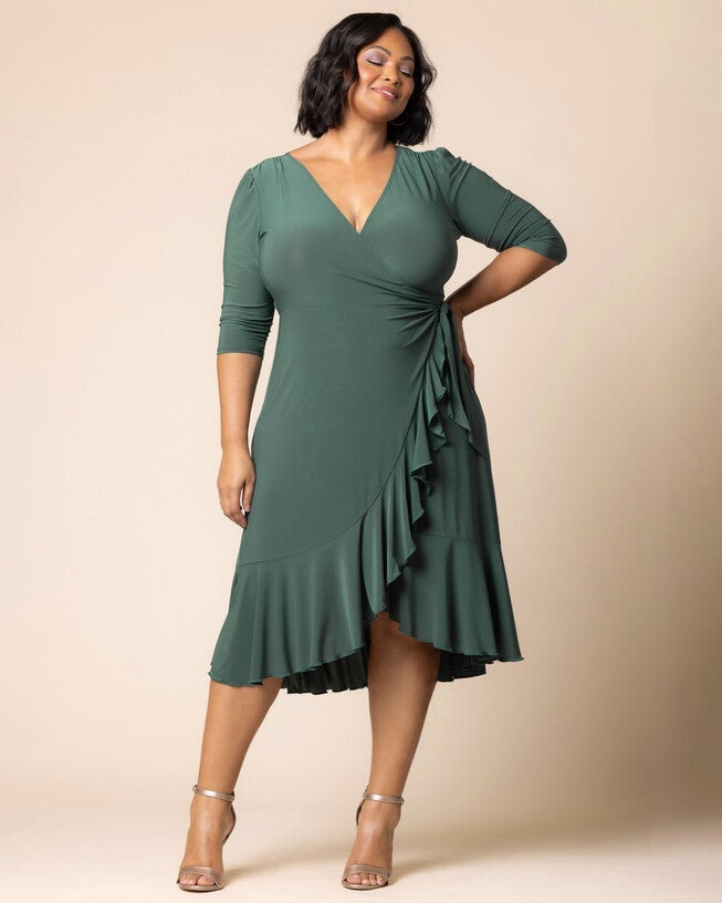 Whimsy Wrap Dress, FERN GREEN / Forest Green, alternate image number 3