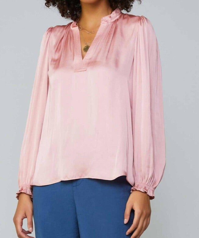VIENNA LONG SLEEVE BLOUSE IN DUSTY BLUSH, Dusty Blush / Pink, hi-res image number 0