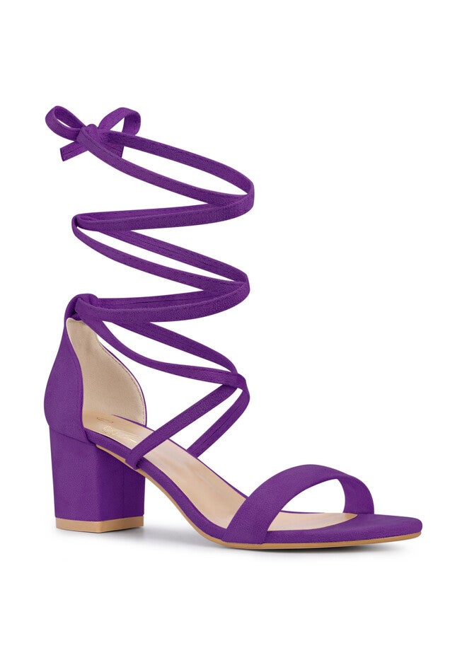 Lace Up Heels Chunky Heel Sandal, Purple / Purple, hi-res image number 0
