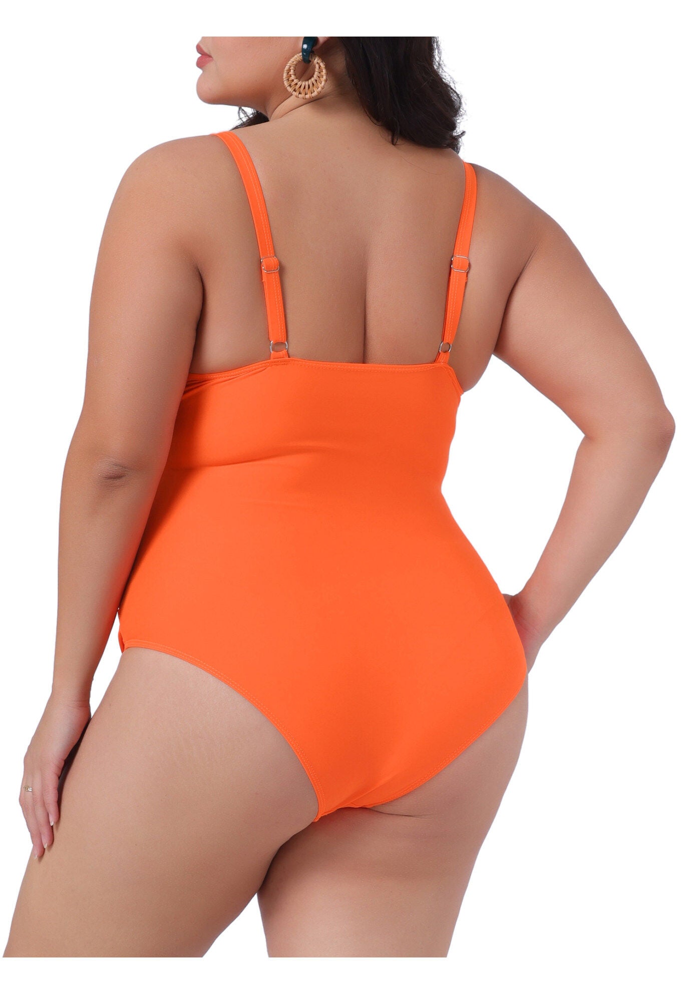 Summer Bikini Bathing Suit Ruched Padded Slim Fit Swimsuit, Orange / Orange, alternate image number 3