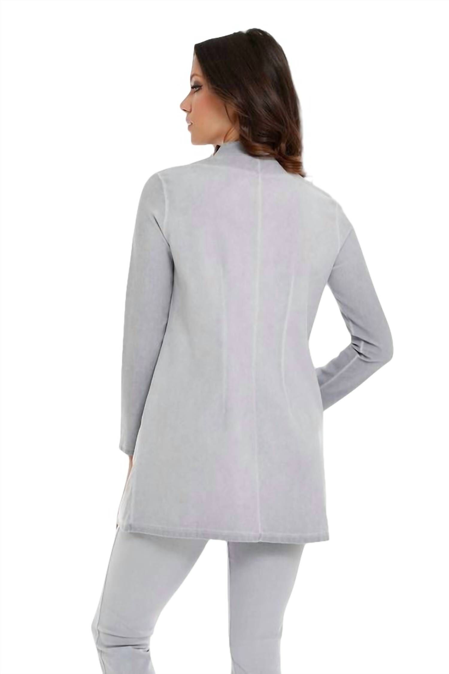AMAYA LONG GROMMET JACKET IN LIGHT GRAY, Light Gray / Light Grey, alternate image number 2