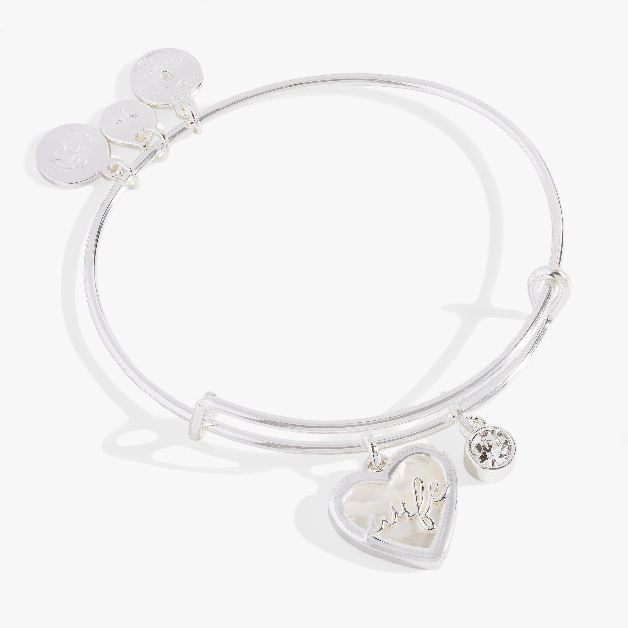 Mother Of Pearl Wife Heart Bangle, Gold / Gold, alternate image number 2
