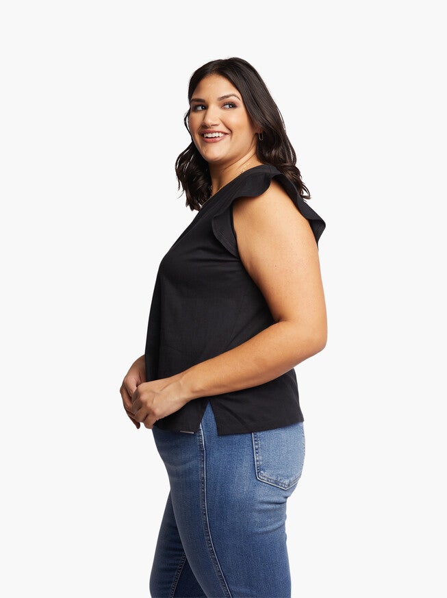 Toni Ruffle Tank, Black / Black, alternate image number null
