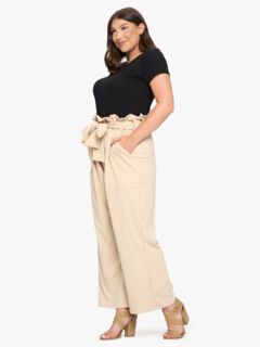 KATHLEEN PAPERBAG PANTS, Taupe / Taupe, alternate image number 1