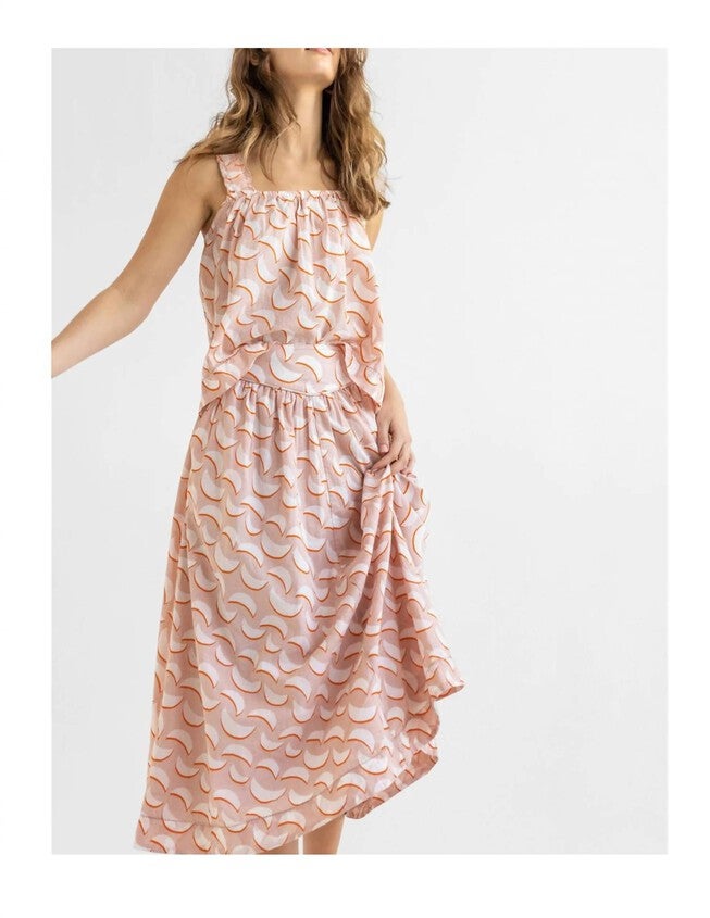 SKIRT WITH YOKE IN PETAL PRINT, Petal Print / Pink, hi-res image number 0