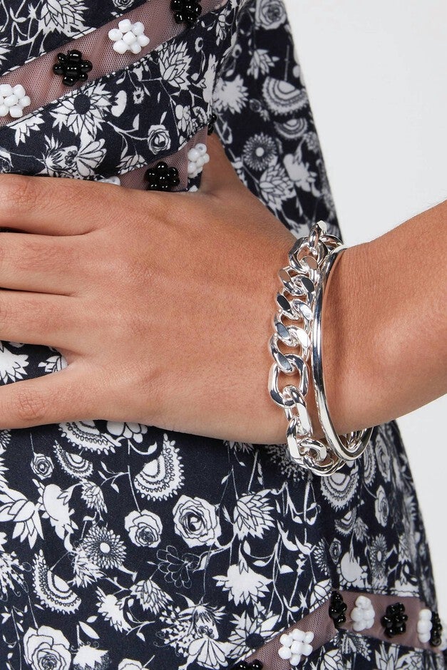 MIXED UP STATEMENT BRACELET IN SILVER, Silver / Silver, alternate image number 2