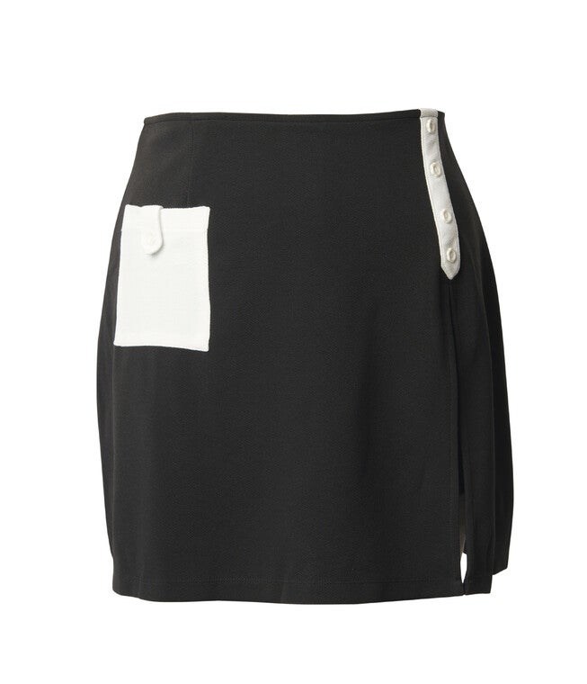 Smak Parlour Black & White Color Block Skort, Black / Black, hi-res image number 0