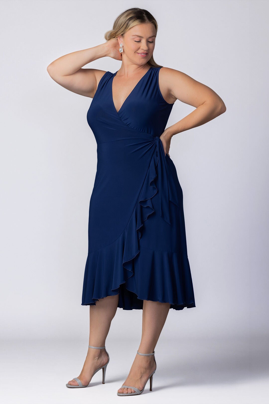 Laguna Sleeveless Wrap Dress, Nouveau Navy / Navy, alternate image number 3