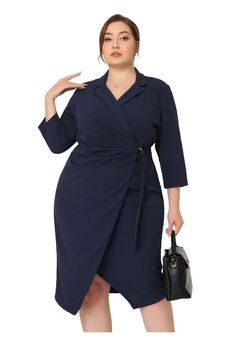 3/4 Sleeve Elegant Notched Lapel Cocktail Evening Sheath Dress