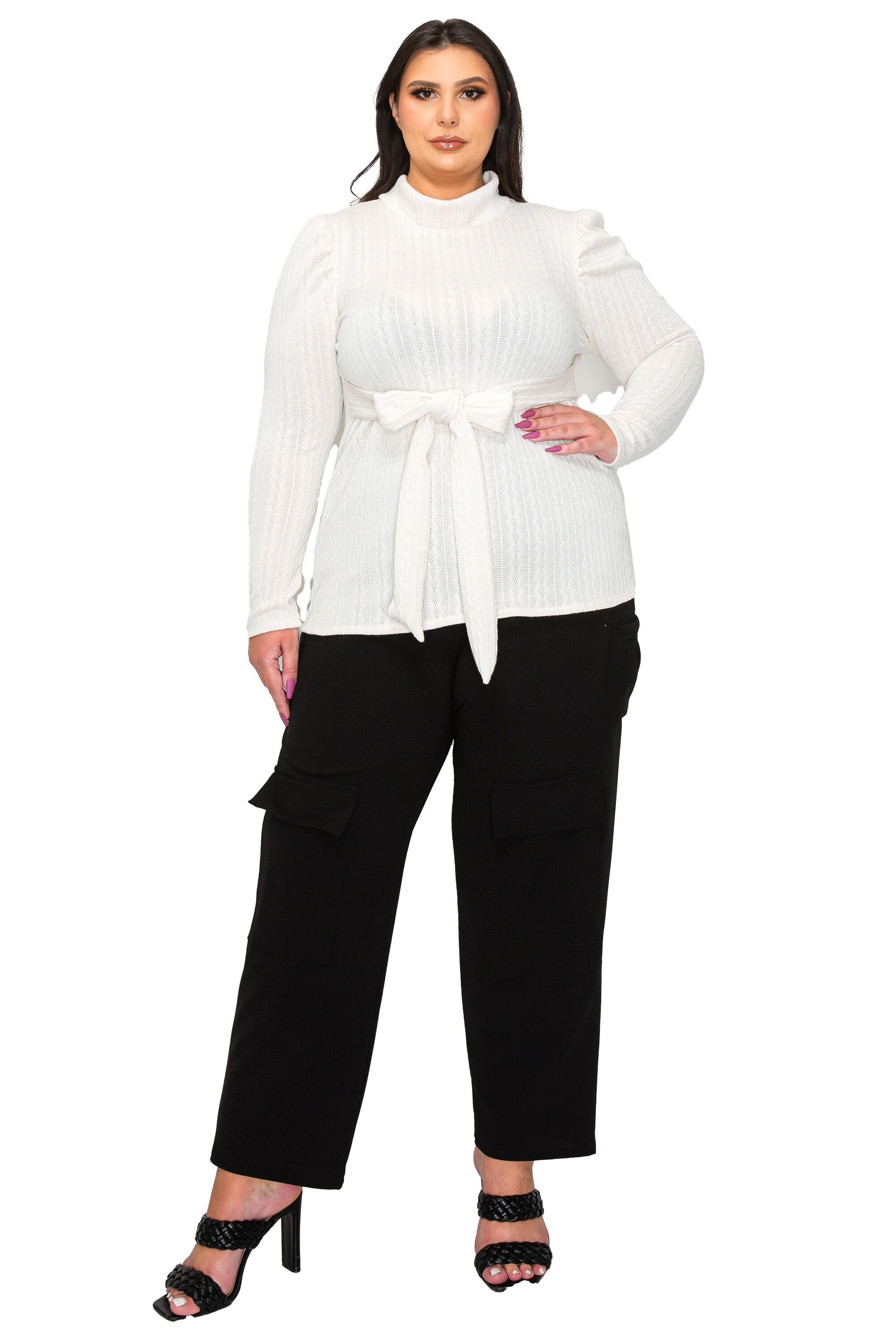 CATRIONA WAIST TIE SWEATER, White / White, hi-res image number 0