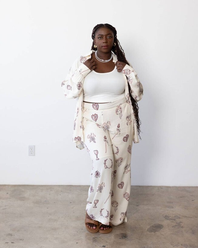 Adele Pant Wide Leg Pant, Cherub Print / White, hi-res image number 0