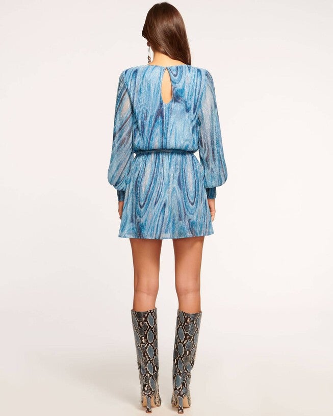 EMBERLY DRESS IN CALYPSO BLUE LUREX SWIRL, , alternate image number null