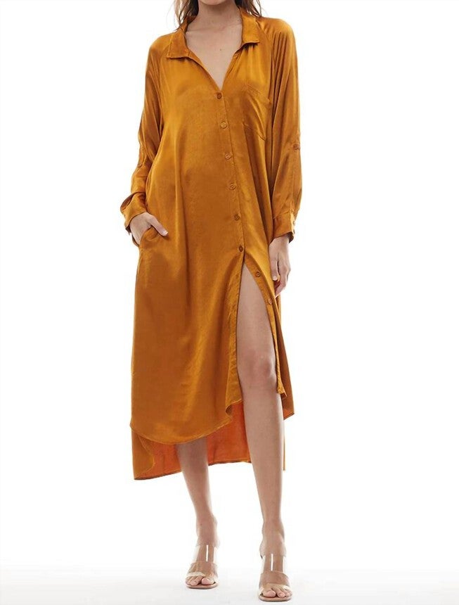 SCARLET SHIRT DRESS IN GOLD, Gold / Gold, hi-res image number 0