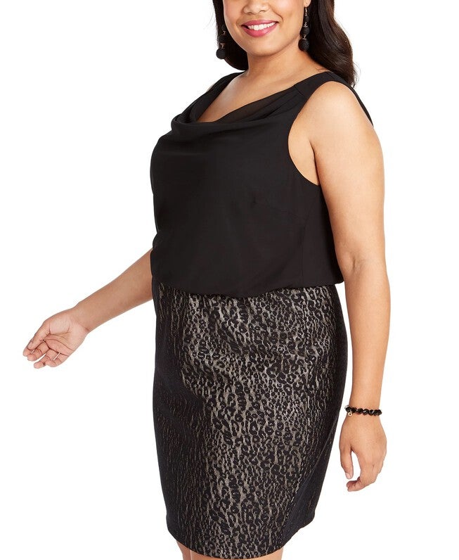 BCX Lace-Skirt Sheath Dress Black Size 2XL, Black / Black, alternate image number null