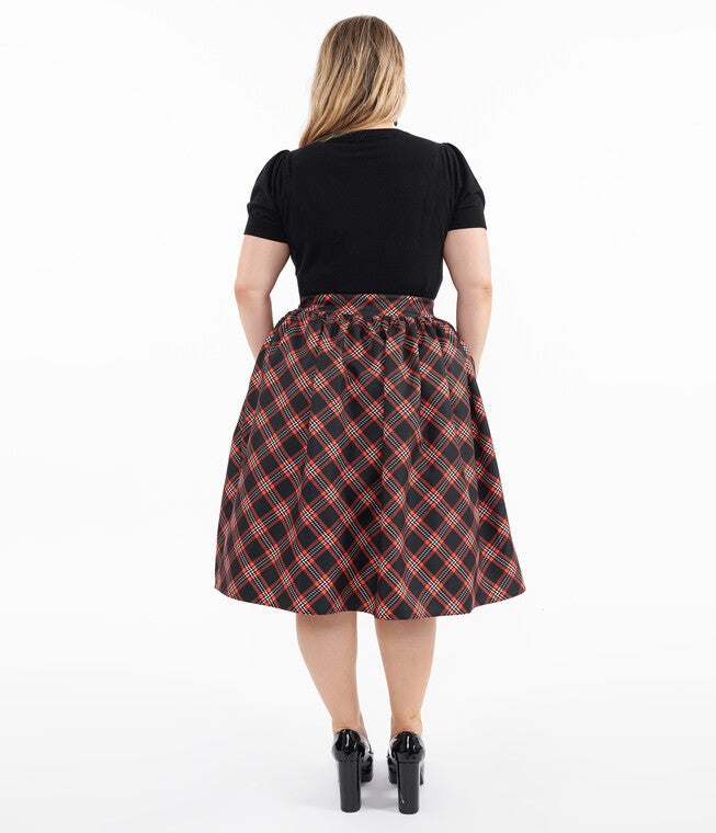 1950s Black & Orange Plaid Gellar Swing Skirt, BlackOrange Plaid / Orange, alternate image number 2