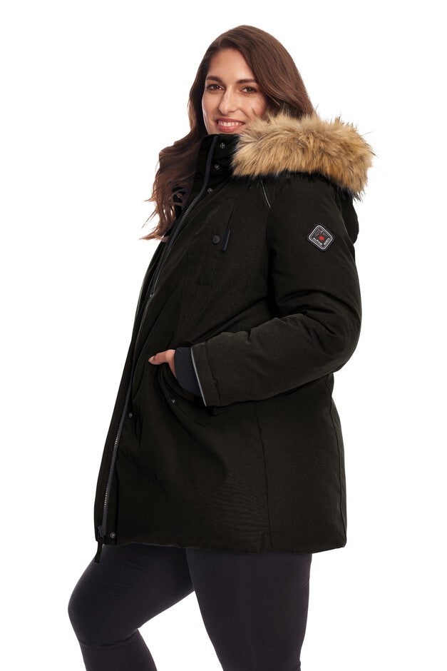 GLACIER | Vegan Down Recycled Parka Winter Jacket, Black / Black, alternate image number 1