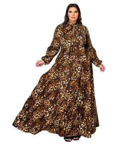LUCIANA LEOPARD PRINT POCKET MAXI DRESS