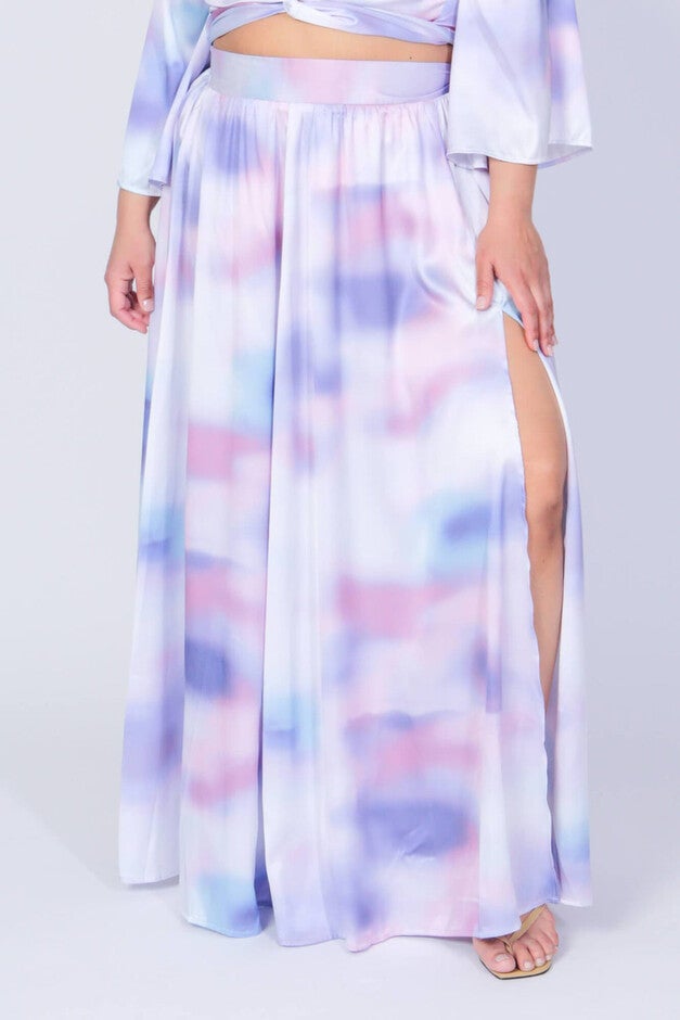 Ashford Simpson Maxi Swing Skirt, Blue Watercolor / Light Blue, hi-res image number 0