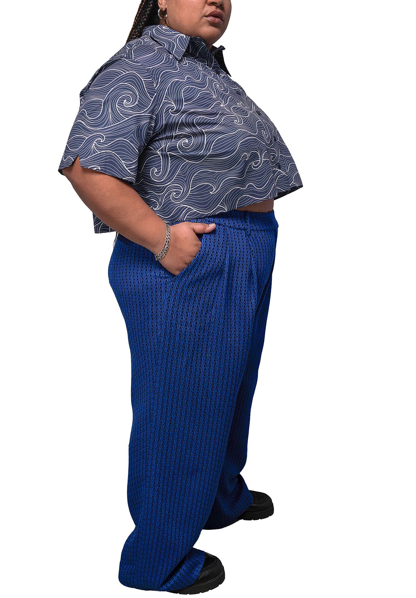 The Empower Jacquard Wide Leg Trouser, COBALT BLUE / Cobalt, alternate image number 1