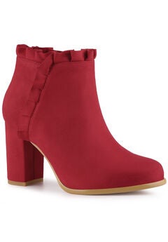 Ruffle Chunky Heel Booties Ankle Boots
