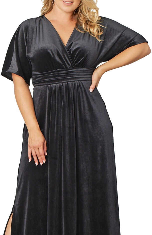 Verona Velvet Evening Gown, ONYX / Black, alternate image number 2